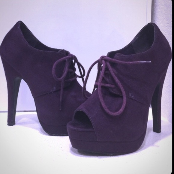 Peep toe Platform purple heels - Picture 1 of 6